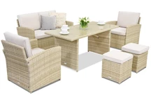 Monaco Apetito tuinmeubelen 4 + 2 Garden Point poefs beige