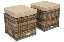 Poef van technorattan Monaco Garden Point bruin - set van 2 stuks