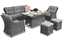 Toledo Apetito 5 Lift technorattan tuinmeubelen + 2 Garden Point poefs antraciet