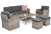 Garden Point Monaco Coffee 5 tuinmeubelen + 2 poefs lichtgrijs