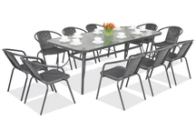 Metalen tuinmeubel Modena/Bergamo voor 10 personen met grote tafel Garden Point antraciet
