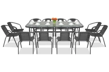 Metalen tuinmeubel Modena/Bergamo voor 12 personen met grote tafel Garden Point antraciet