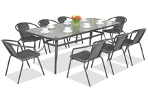 Metalen tuinmeubel Modena/Bergamo voor 8 personen met grote tafel Garden Point antraciet