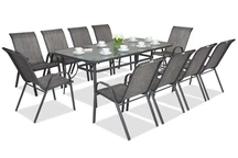 Metalen tuinmeubel Modena voor 10 personen met grote tafel Garden Point grijs