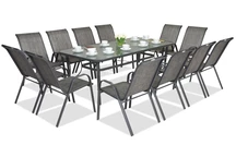 Metalen tuinmeubel Modena voor 12 personen met grote tafel Garden Point grijs
