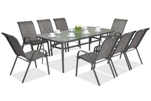 Metalen tuinmeubel Modena voor 8 personen met grote tafel Garden Point grijs
