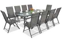 Metalen tuinmeubels Modena/Rosario voor 10 personen met grote tafel 200 cm Garden Point antraciet