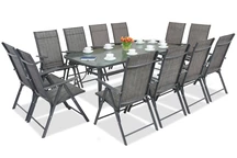 Metalen tuinmeubels Modena/Rosario voor 12 personen met grote tafel 200 cm Garden Point antraciet