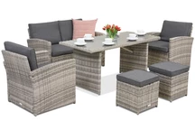 Monaco Apetito tuinmeubelen 4 + 2 Garden Point poefs lichtgrijs