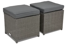 Poef van technorattan Monaco Garden Point in antraciet - set van 2 stuks