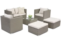 Roma Coffee 4 + 2 Garden Point poefs lichtgrijs technorattan tuinmeubelen