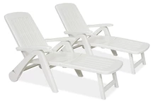 Set van twee witte tuin ligbedden Cancun Bica