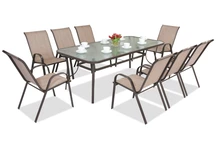 Stalen dining tuinmeubelen Modena voor X personen met grote tafel Garden Point bruin