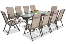 Stalen dining tuinmeubels Modena/Rosario voor 10 personen met grote tafel 200 cm Garden Point bruin