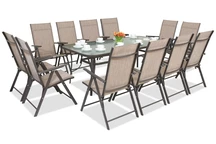 Stalen dining tuinmeubels Modena/Rosario voor 12 personen met grote tafel 200 cm Garden Point bruin