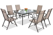 Stalen dining tuinmeubels Modena/Rosario voor 6 personen Garden Point bruin