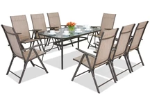 Stalen dining tuinmeubels Modena/Rosario voor 8 personen Garden Point bruin