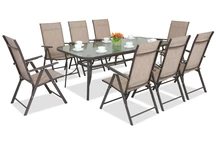 Stalen dining tuinmeubels Modena/Rosario voor 8 personen met grote tafel 200 cm Garden Point bruin