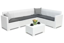Technorattan hoekbank met tafel Nebraska Hoek Max 6 wit Bica