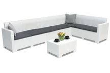 Technorattan hoekbank met tafel Nebraska Hoek Max 7 wit Bica