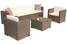 Technorattan set met verlengde bank Colorado Coffee Box Max 6 cappuccino Bica