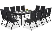 Aluminium tuinmeubelen polywood met grote tafel Verona voor 12 personen Garden Point zwart