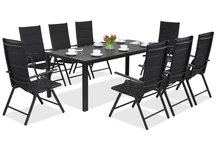 Aluminium tuinmeubelen polywood met grote tafel Verona voor 8 personen Garden Point zwart