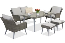 Bilbao Apetito tuinmeubelen 4 + 2 Garden Point poefs grijs