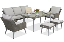 Bilbao Apetito tuinmeubelen 5 + 2 Garden Point poefs grijs