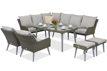 Bilbao Comida tuinmeubelen 7 + 2 Garden Point poefs grijs