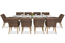 Exclusieve dining tuinset met grote tafel Córdoba voor 10 personen Garden Point bruin