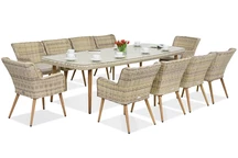 Exclusieve dining tuinset met grote tafel Córdoba voor 10 personen Garden Point zandkleur