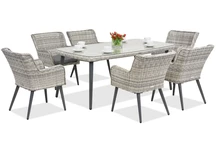 Exclusieve dining tuinset van kunststof rotan Córdoba voor 6 personen Garden Point wit