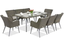 Exclusieve dining tuinset van kunststof rotan Córdoba voor 8 personen Garden Point grijs