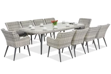 Exclusieve eetset met grote tafel Cordoba voor 10 personen Garden Point wit