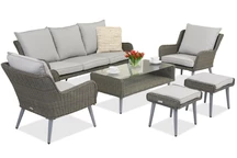 Garden Point tuinmeubelen Bilbao Coffee 5 + 2 poefs grijs