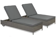 Set van twee kunststof rotan ligbedden Tobago Garden Point antraciet
