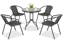 Metalen tuinmeubelen Modena/Bergamo voor 4 personen met kleine tafel Garden Point antraciet