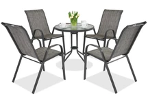 Metalen tuinmeubelen Modena voor 4 personen met een kleine grijze tafel van Garden Point