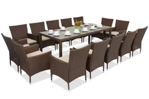 Milaan/Grenada 14 technorattan tuinmeubelen met grote Garden Point tafel bruin