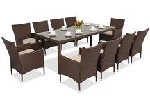 Milan/Grenada 10 technorattan tuinmeubelen met grote Garden Point tafel bruin