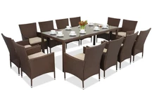 Milan/Grenada 12 technorattan tuinmeubelen met grote Garden Point tafel bruin