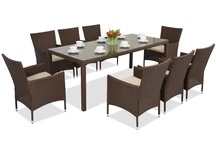 Milan/Grenada 8 technorattan tuinmeubelen met grote Garden Point tafel bruin