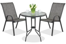 Modena metalen tuinmeubel voor 2 personen met kleine tafel Garden Point grijs