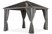 Prieel Milos 3x3m met gordijnen Garden Point grijs