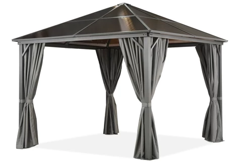 Prieel Milos 3x3m met gordijnen Garden Point grijs