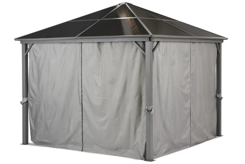 Prieel Milos 3x3m met gordijnen Garden Point grijs