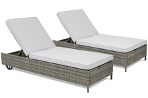 Set van twee kunststof rotan ligbedden Tobago Garden Point grijs