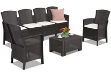 Technorattan set met verlengde bank Lido Coffee 6 Max bruin Bica