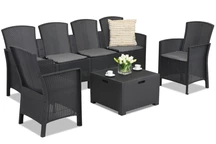Technorattan set met verlengde bank Lido Coffee Box Max 6 antraciet Bica